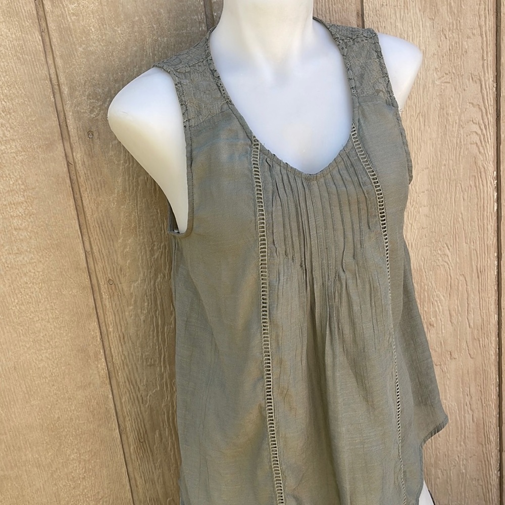 Military Green Sleeveless Embellished Top L